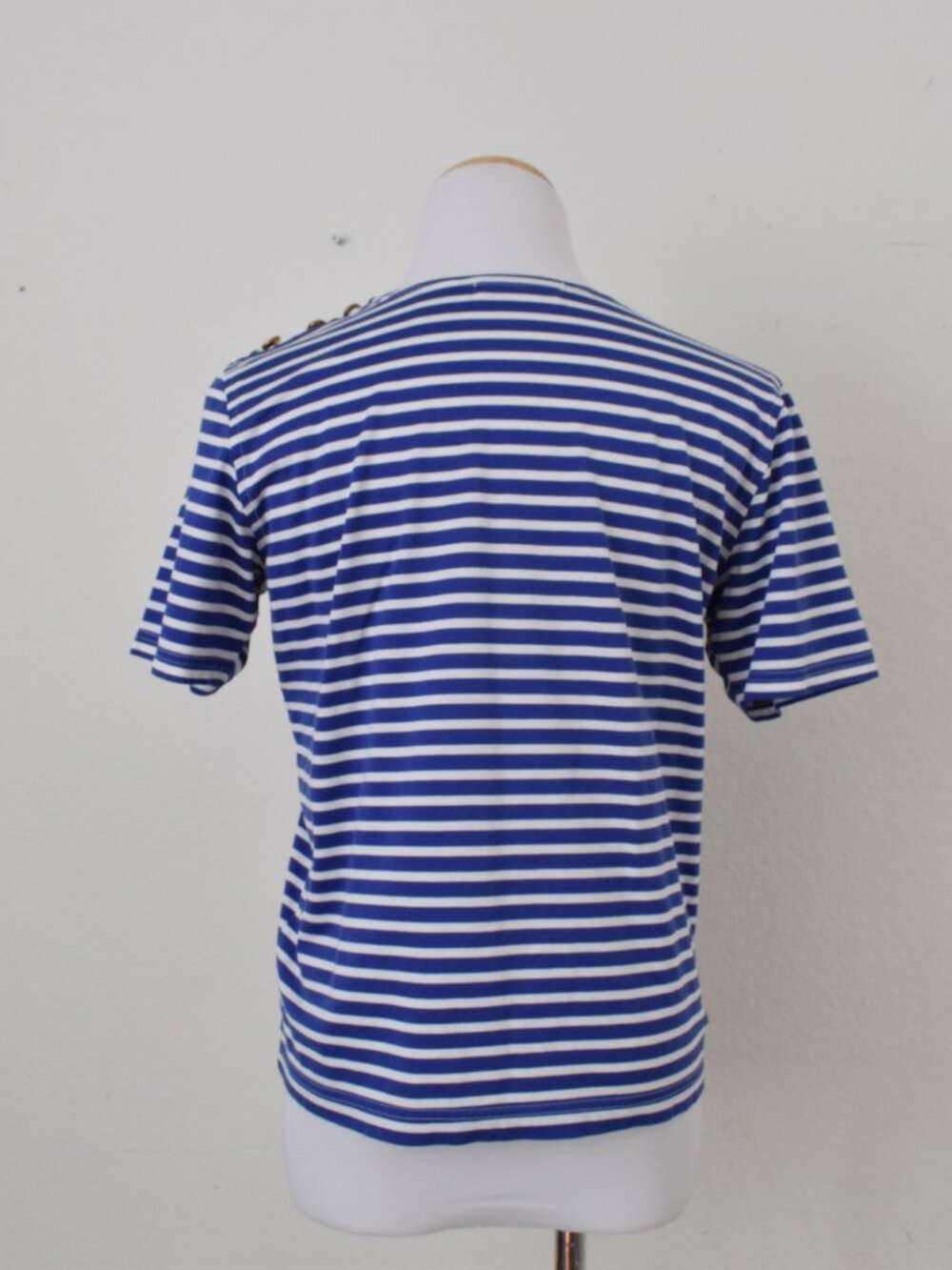 Vintage 90s Blue and White Striped Tee by Liz Claiborne | size S - Picture 3 of 13